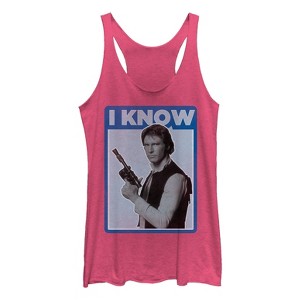 Women's Star Wars Han Solo Quote I Know Racerback Tank Top - 1 of 3