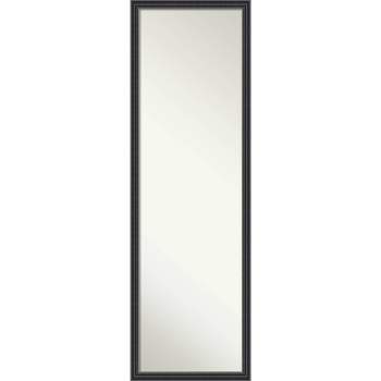 16"x50" Non-Beveled Stylish Wood on The Door Mirror Black - Amanti Art
