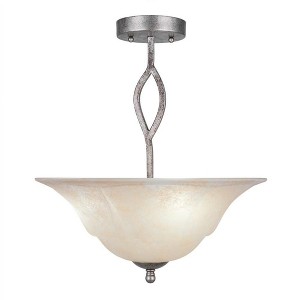 Toltec Lighting Revo 3 - Light Flush Mount in  Aged Silver with 16" Amber Marble Shade - 1 of 1