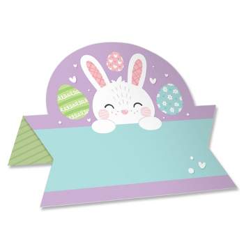 Big Dot of Happiness Spring Easter Bunny - Happy Easter Party Tent Buffet Card - Table Setting Name Place Cards - Set of 24