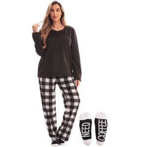 Just Love Ultra-Soft Womens Pajama Pant Set with Matching Socks with Sayings / Christmas Pajamas - 1 of 4