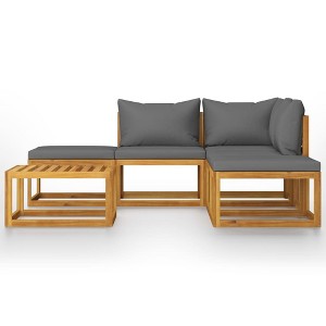 vidaXL Garden Lounge Set Natural wood + Dark grey (cushions) - 1 of 4