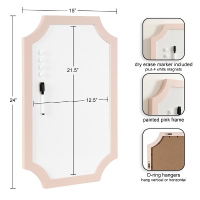 Holbrook Pink Wooden Framed Magnetic Dry-Erase Board with Marker