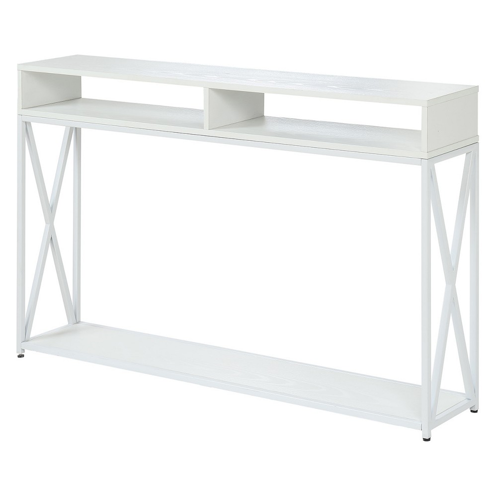 Tucson Deluxe Console Table with Shelf White - Breighton Home: Entryway Sofa Table, Narrow Design with Metal Frame
