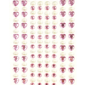 Wrapables 164 pieces Crystal Heart and Pearl Stickers Adhesive Rhinestones - 1 of 4