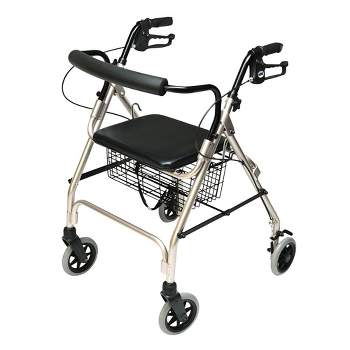 Graham Field Lumex Walkabout Lite Rollator with Seat and 6 Inch Wheels w/ Ergonomic Hand Grips & adjustable Handle Height for Everyday Use, Champagne