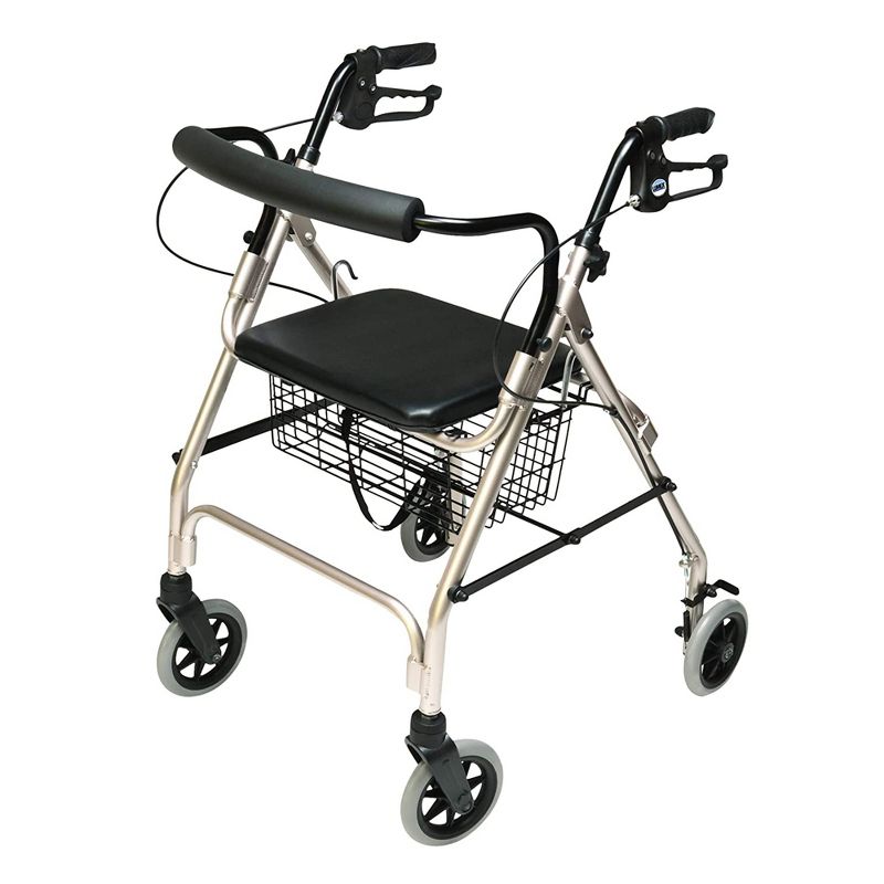 Graham Field Lumex Walkabout Lite Rollator with Seat and 6 Inch Wheels w/ Ergonomic Hand Grips & adjustable Handle Height for Everyday Use, Champagne, 1 of 4