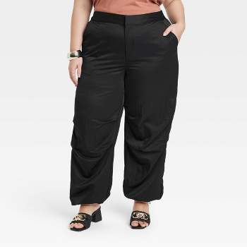 Women's High-rise Relaxed Fit Baggy Wide Leg Trousers - A New Day™ Black 26  : Target