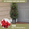 4 ft Christmas Plant Artificial 2 Set Topiary with Red Berry Decor for Indoor and Outdoor - 2 of 4