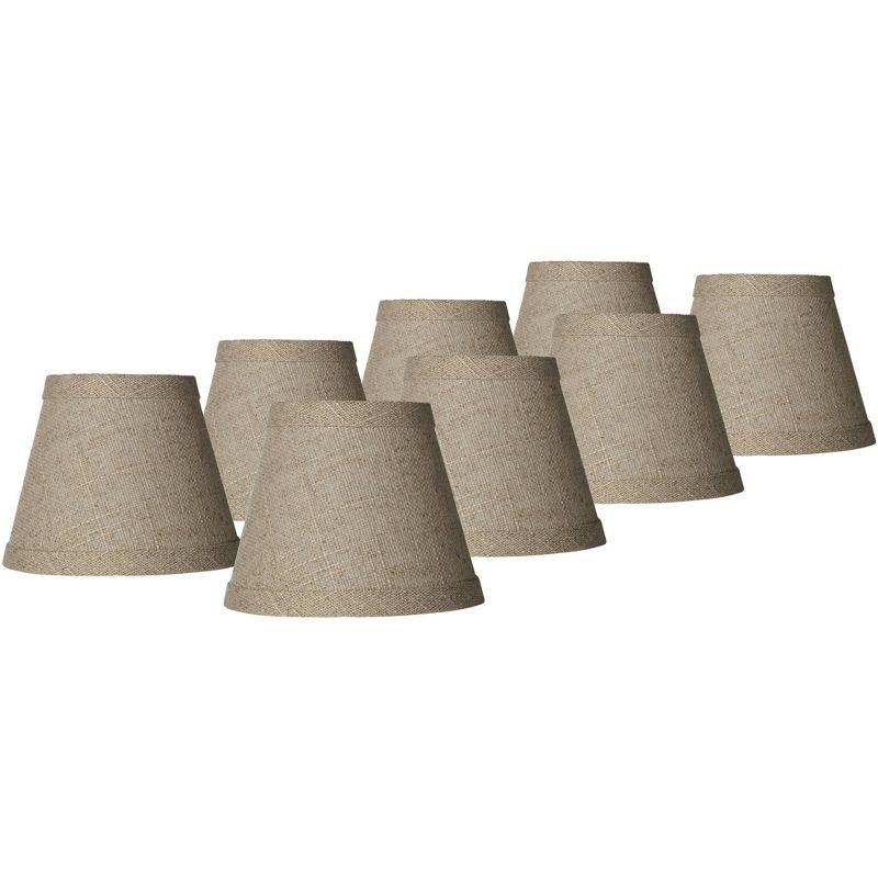 Springcrest Set of 8 Empire Lamp Shades Fine Burlap Natural Small 3" Top x 5" Bottom x 4" High Candelabra Clip-On Fitting, 1 of 8