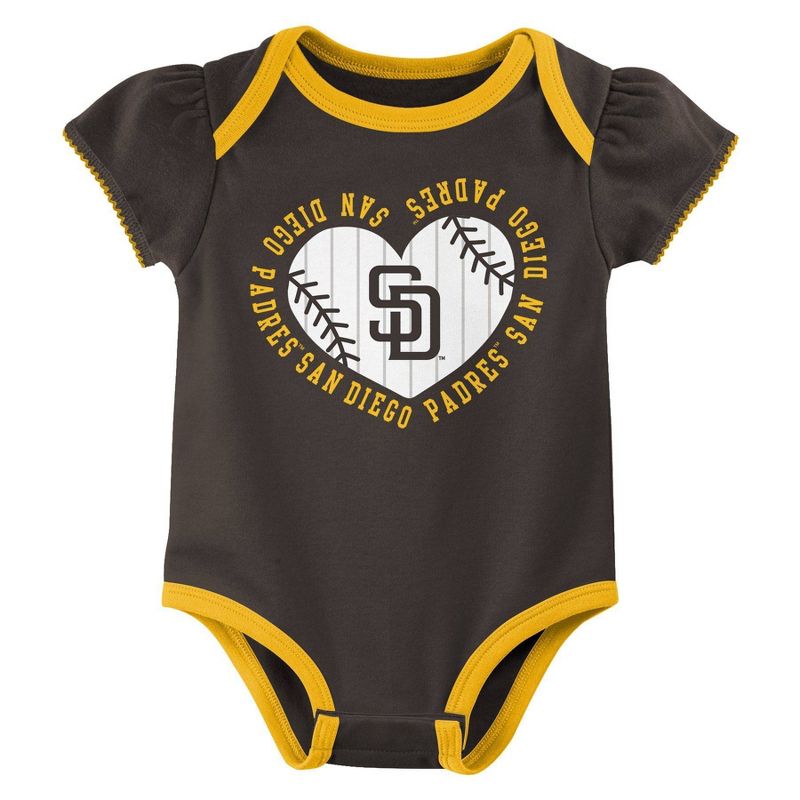 MLB San Diego Padres Infant Girls&#39; 3pk Bodysuit, 4 of 5
