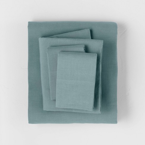 Teal Blue and Pale Mint Napkins Set Linen Napkins Set 