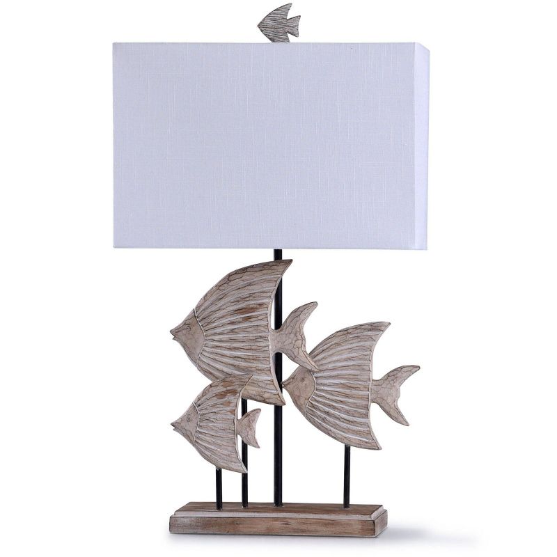 Rona Carved Fishes Table Lamp with Rectangle Shade Beige - StyleCraft, 1 of 6