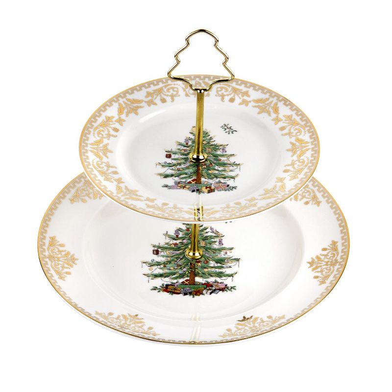 Spode Christmas Tree Gold 2-Tier Cake Stand - 10.5 Inch/8 Inch, 1 of 4