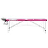 vidaXL 3-Zone Foldable Massage Table Aluminum White and Pink - 3 of 4