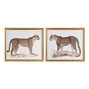 Madison Park (Set of 2) 25.75"x21.75" The Duel Cheetah Framed Graphic Wall Decor set: Dakota London Art, Gold Frame, Ready to Hang - 1 of 4