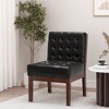 Faux Leather Upholstered Contemporary Accent Chair with Tufted Waffle Stitch, Plush Seating and Rubberwood Legs - 3 of 4