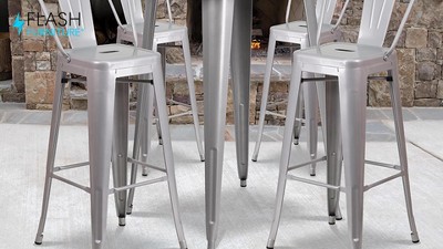 24" Round Orange Metal Indoor-Outdoor Table Set with 2 Chairs