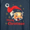 Women's - Instant Message - Merry Christmas Vintage Santa White Tee Lightweight French Terry Wide Neck Long Sleeve Shirt - 2 of 4
