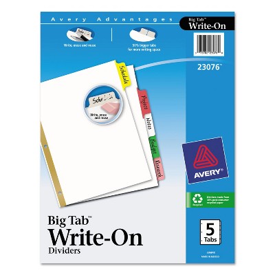 Avery Write & Erase Big Tab Paper Dividers 5-Tab Letter 23076