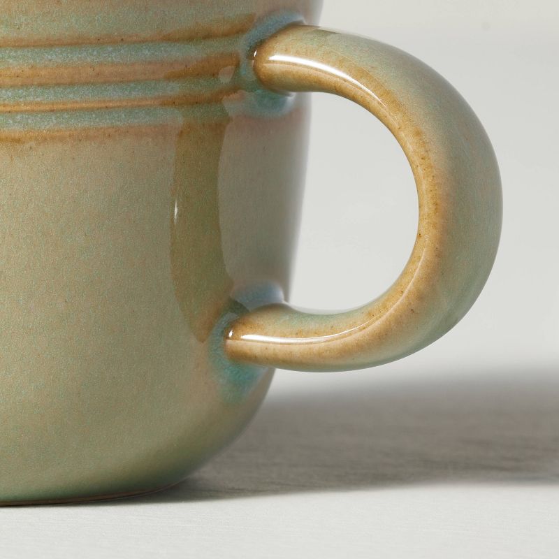 2pk 6oz Ribbed Stoneware Espresso Cups Green - Hearth &#38; Hand&#8482; with Magnolia, 4 of 8