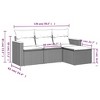 vidaXL 4 Piece Patio Sofa Set with Cushions Black Poly Rattan - Black and Cream Without Table - 3 of 4