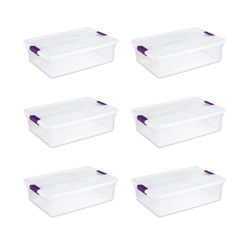 6 Pack Stackable Storage Box Tote Bins w/ Latch Lid Containers 32