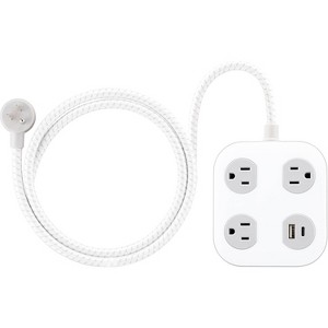 General Electric 3 Outlet 1 USB-A 1 USB-C 12W Shared 245J 4' Braided Cord White Gray - 1 of 4