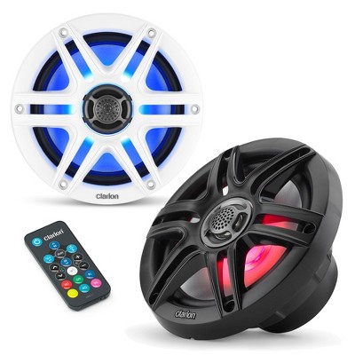Clarion CMS-651RGB-SWB 6.5" Marine LED speaker and CMR-L1 LED remote bundle
