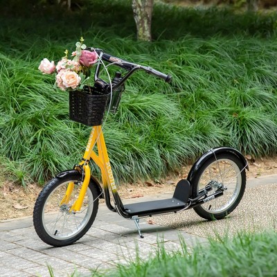 Orange Youth Kick Scooter with Adjustable Handlebars and Basket