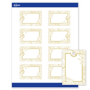 Avery Rectangle Tags, Pre-Printed Gold Florals, 2" x 3" - 1 of 4