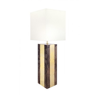nuLOOM Chandler 25" Wood & Brass Table Lamp Lighting - Gold 25" H x 9" W x 9" D