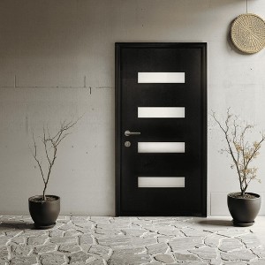 Wooakway 36"W × 80"H 4-Lite Exterior Frosted Glass Prehung Front Entry Door Primed Interior Fiberglass Entrance Door - 1 of 4