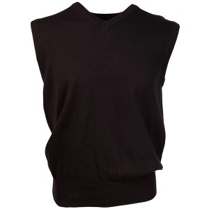 Solid Cotton V-Neck, Sleeve Less Sweater Vest - 1 of 3