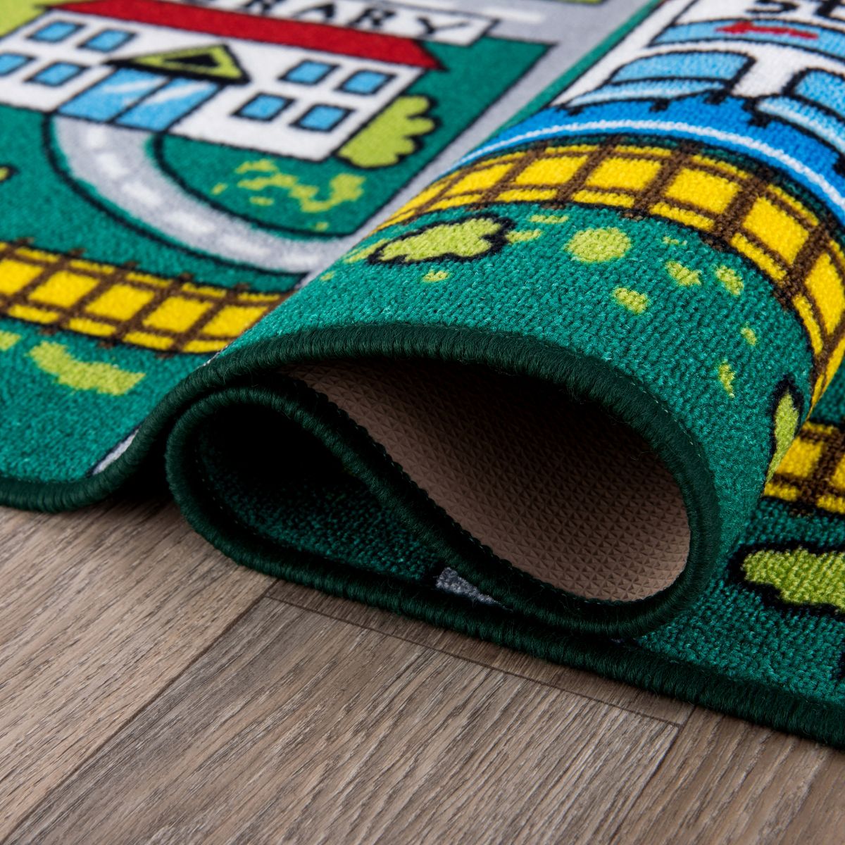 World Rug Gallery Kids Educational Learning City Life Road Non Slip Area Rug: Stain-Resistant, Pet Friendly - thumbnail 5