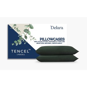Delara 100% Eucalyptus Lyocell Tencel Pillowcase Pack of 2, Naturally Cooling, Smooth & Breathable - 1 of 4