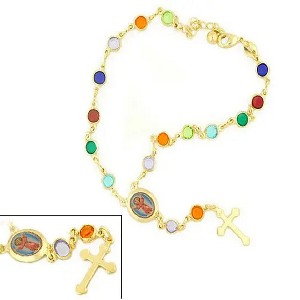 RMZ GOLD NYC 14K Gold Plated Multi-Color Niño Jesus Bracelet – Religious Charm Jewelry - 1 of 2
