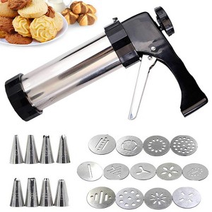 Cookie Press Kit, Stainless Steel Cookie Press Baking Tool with 13 Discs 8 Icing Tips for Diy Biscuit Maker - 1 of 4
