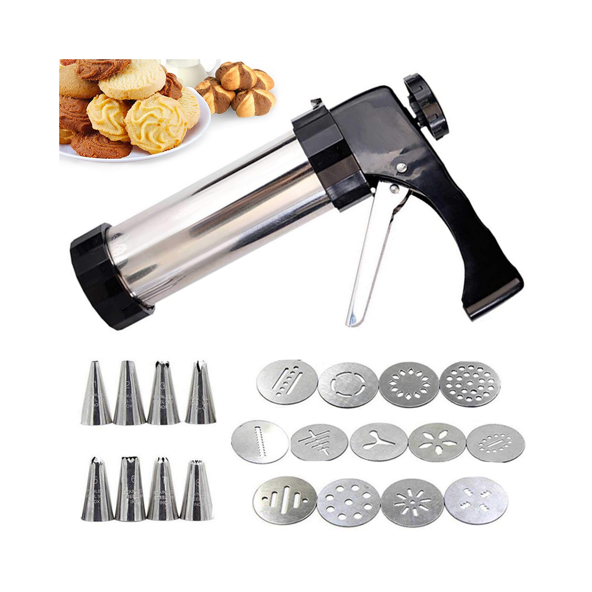 Cookie Press Kit, Stainless Steel Cookie Press Baking Tool
