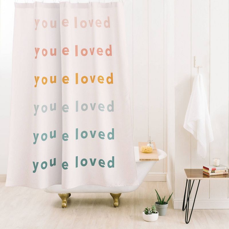 Amber Young &#39;You Are Loved&#39; Rainbow Shower Curtain Pink - Deny Designs, 2 of 3
