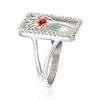 Ross-Simons Mother-Of-Pearl and 0.40 ct. t.w. White Topaz Cardinal Ring With Multicolored Enamel in Sterling Silver - 3 of 4