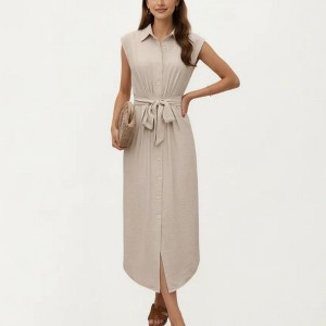 Anna-Kaci Women's Sleeveless Button Front Midi Dress with Collared Neckline  and Relaxed Fit Flowy Silhouette Design : Target