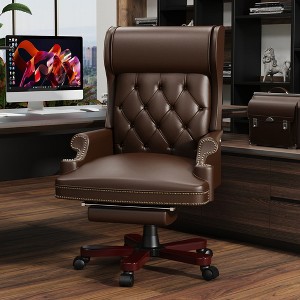 Executive Office Chair with Footstool, Ergonomic Design High Back Reclining Comfortable Desk Chair - 1 of 4