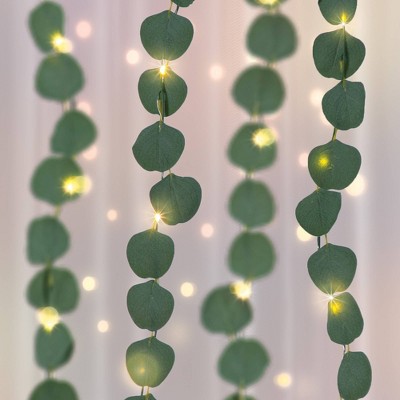 LED Eucalyptus Vine Curtain String Lights Warm White - West &#38; Arrow