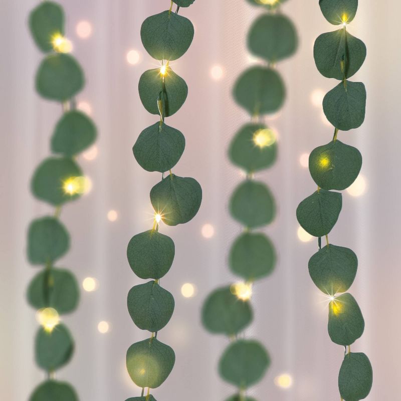 LED Eucalyptus Vine Curtain String Lights Warm White - West &#38; Arrow, 2 of 6