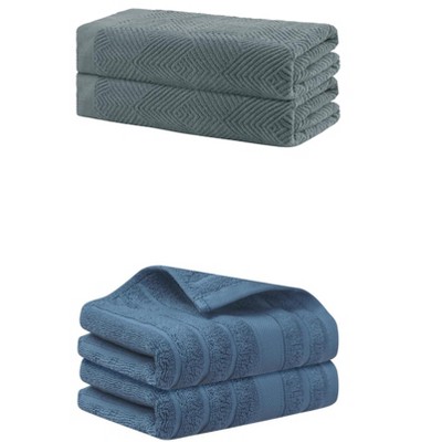 REGALWOVEN Bathroom Gym SPA Cotton Soft Absorbent Bath Hands Towel Set 2 Pcs