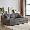 KWPZQEB 84'' Modern Sofa, Comfy Cloud Couch with 2 Ottoman & 2 Pillows, Deep Seat Corduroy 3 Seat Sofa for Living Room - 3 of 4