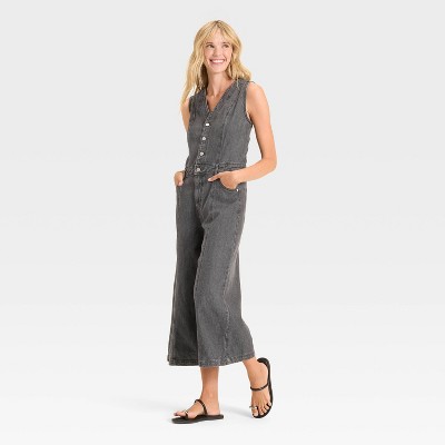 Women's Cropped Sleeveless Denim Jumpsuit - Universal Thread' - image 3