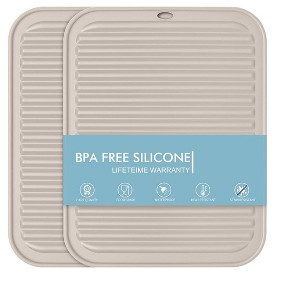 Itopfox Heat Resistant Silicone Trivets Set of 2, Multi-Purpose Hot Pads for Kitchen Counter & Table, Khaki, 446℉ Heat Safe - 1 of 4