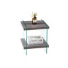 VYNXARIA 17.72inch Sleek and Sturdy Tempered Glass Leg Side Table with Dual MDF Shelves, Modern nightstand end table for living roon, bedroom,Gray - 3 of 4
